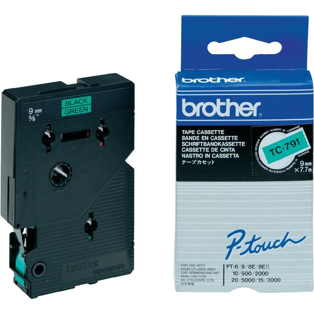 Brother Lettertape Gelamineerd P-Touch Zwart Groen 9mm 7.7m