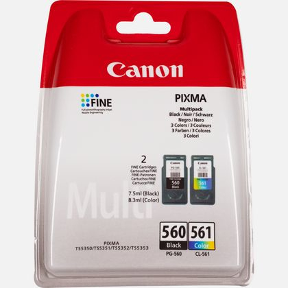 Canon crg pg-560/cl-561 multi bl sec ink value pack black & colour cartridges