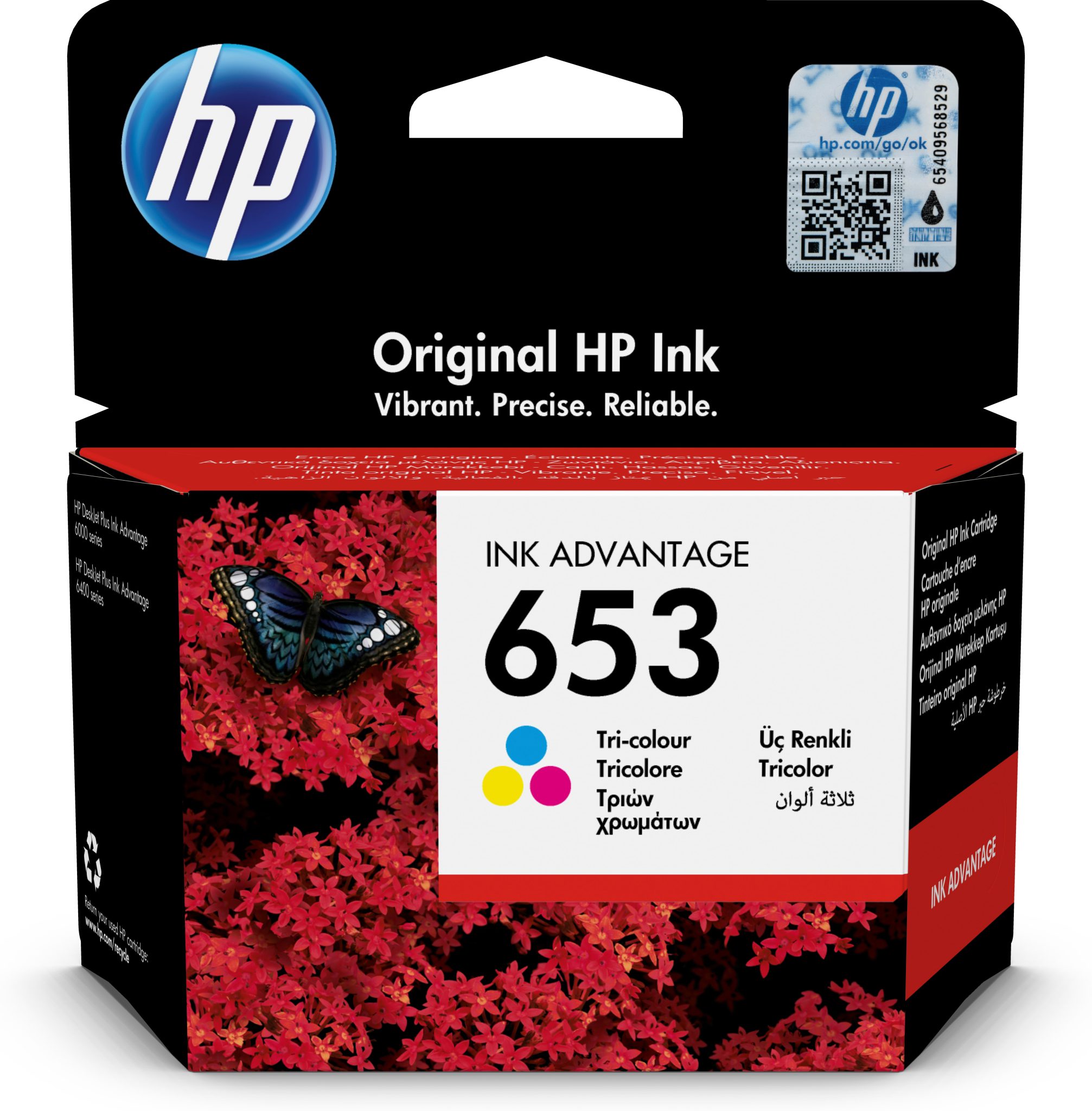 HP 653 Tri-color Original Ink Advantage Cartridge