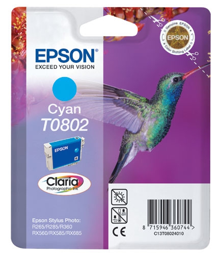 Epson t0802 inktcartridge cyaan standard capacity 7.4ml 935 pagina