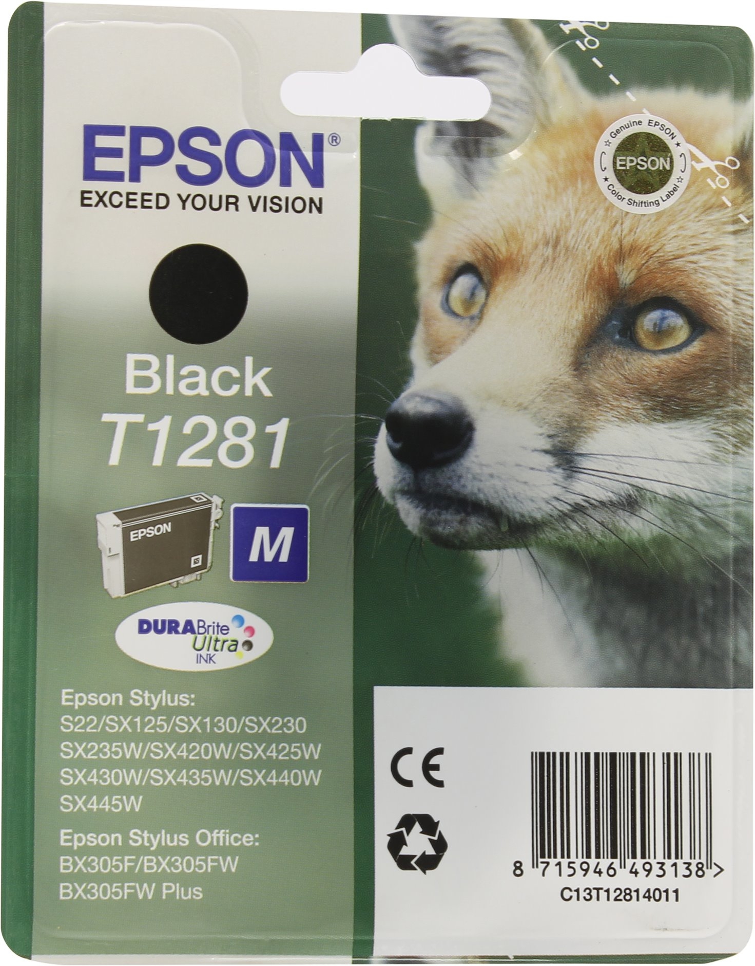 Epson t1281 inktcartridge zwart standard capacity 5.9ml 1-pack rf-am blister