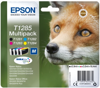 Epson t1285 inktcartridge zwart en drie kleuren standard capacity 5.9ml and 3 x 3.5ml 4-pack blister