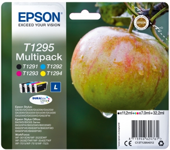 Epson t1295 inktcartridge zwart en drie kleuren high capacity 11.2ml and 3 x 7ml 4-pack blister zond