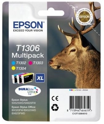 Epson t1306 inktcartridge drie kleuren extra high capacity 3 x 10.1ml 3-pack rf-am blister durabrite