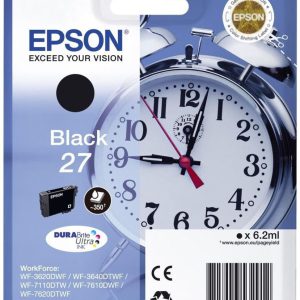 Epson 27 ink cartridge black standard capacity 6.2ml 350 pages 1-pack blister with alarm - durabrite