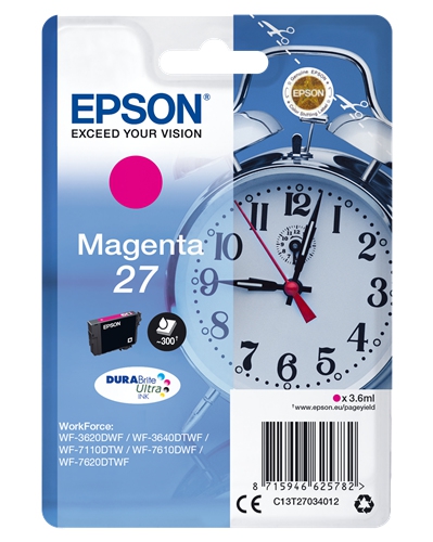 Epson 27 inktcartridge magenta standard capacity 3.6ml 350 pagina s 1-pack blister zonder alarm - du