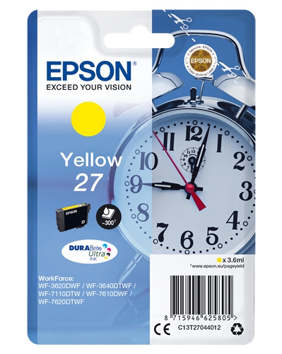 Epson 27 inktcartridge geel standard capacity 3.6ml 350 pagina s 1-pack blister zonder alarm - durab