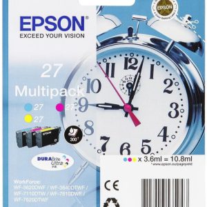 Epson 27 inktcartridge cyaan, magenta en geel standard capacity 3x3.6ml 3x350 paginas combopack rf-a