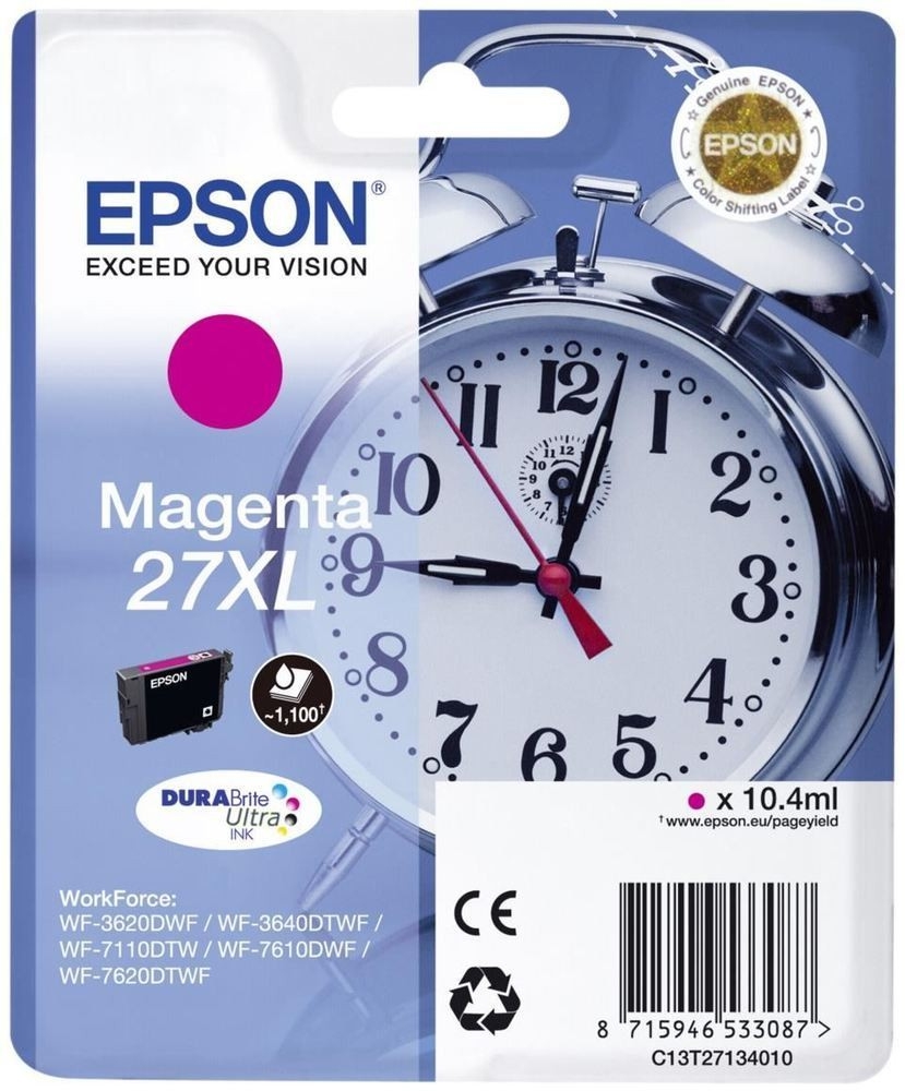 Epson 27xl ink cartridge magenta high capacity 10.4ml 1.100 pages 1-pack rf-am blister - durabrite u