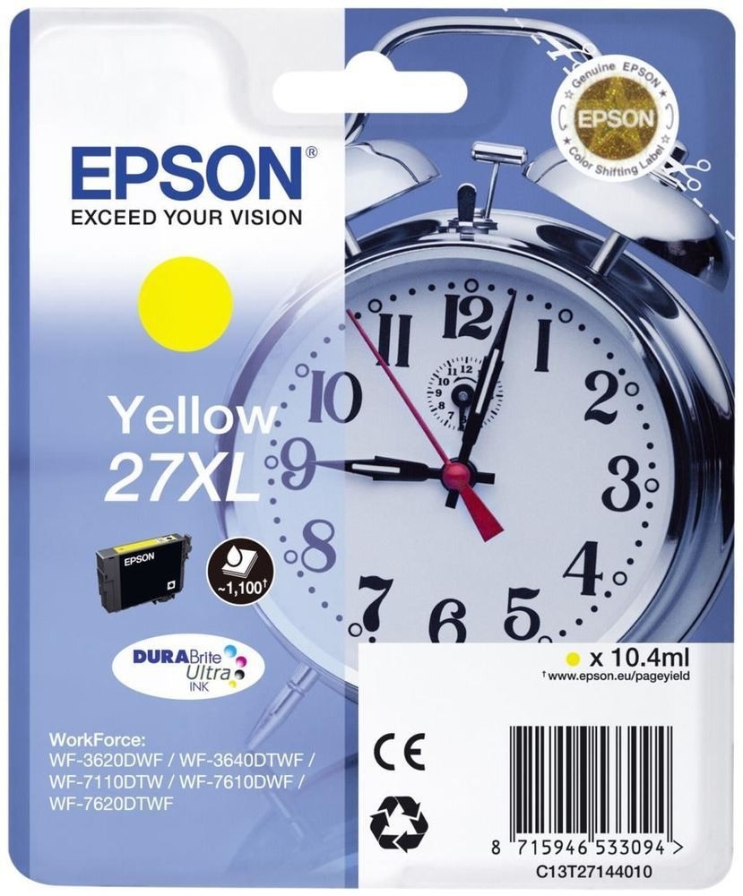 Epson 27xl ink cartridge yellow high capacity 10.4ml 1.100 pages 1-pack rf-am blister - durabrite ul