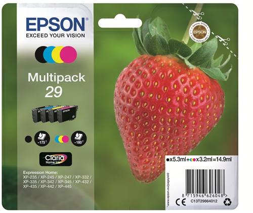 Epson multipack fraise encre claria home black cyan magenta yellow (blister zonder alarm)