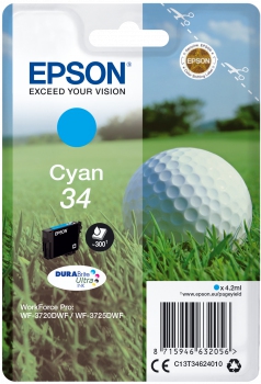 Epson singlepack 34 inkt cyaan durabrite ultra 4,2ml blister