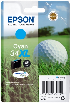 Epson singlepack 34xl inkt cyaan durabrite ultra 10,8ml blister (xl)