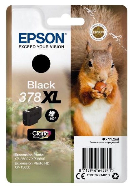 Epson singlepack black 378xl eichhörnchen clara photo hd ink
