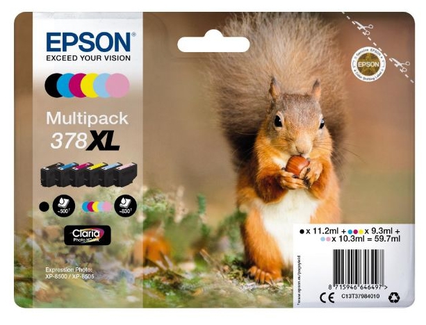 Epson multipack 6-farbig 378xl eichhörnchen clara phto hd ink