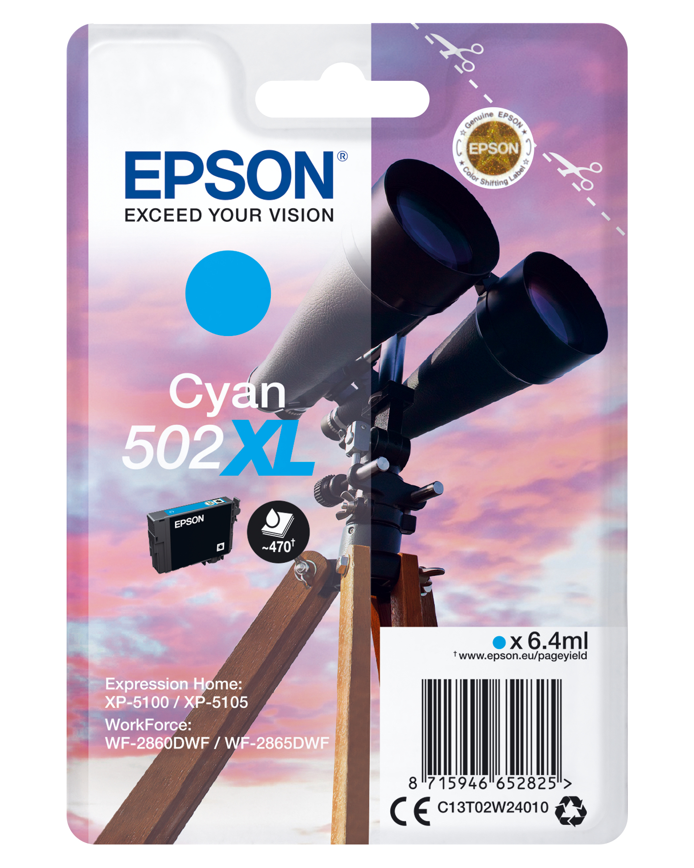 Epson singlepack cyan 502xl ink sec