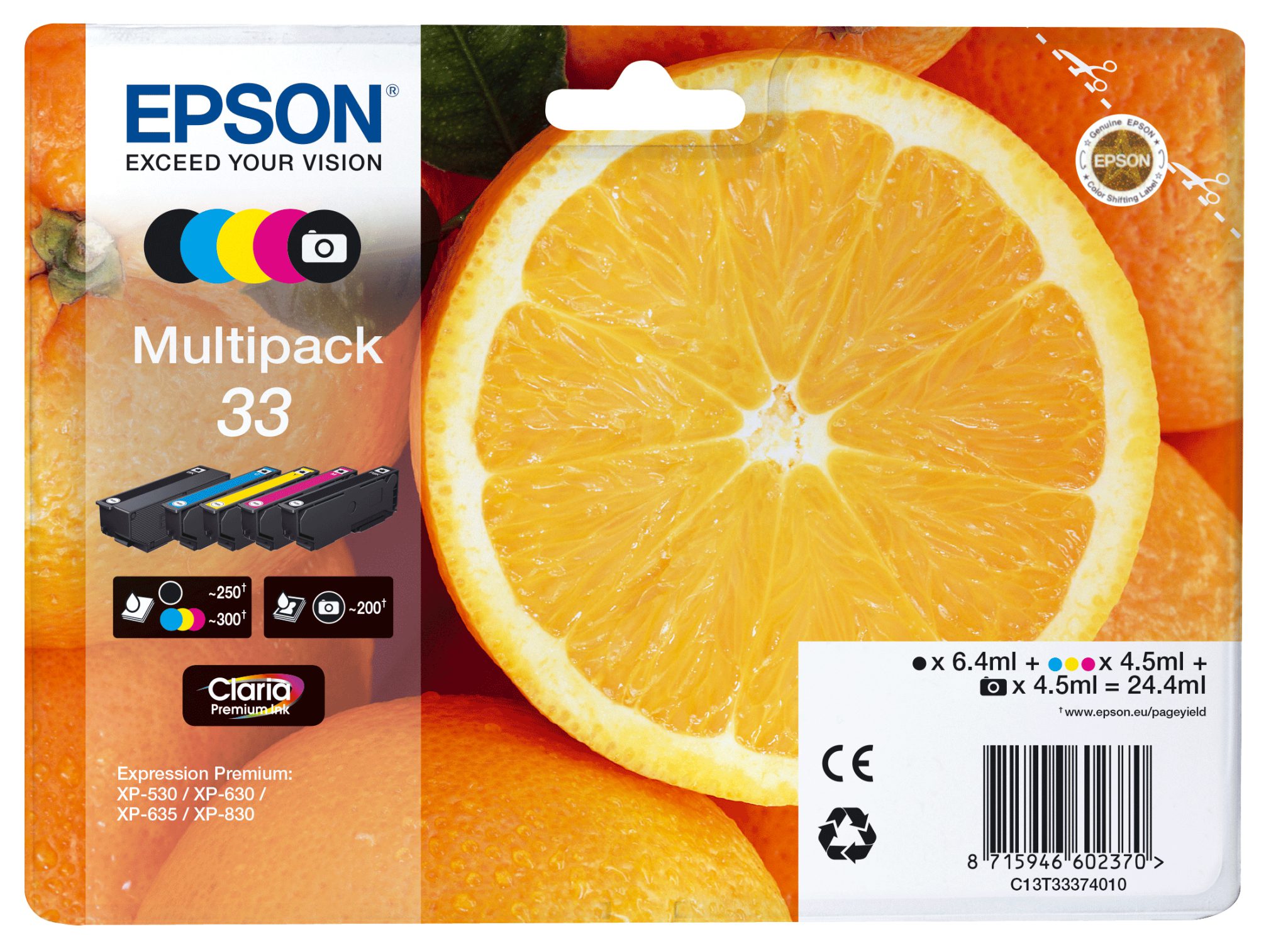 Epson multipack oranges alarmed - claria premium ink