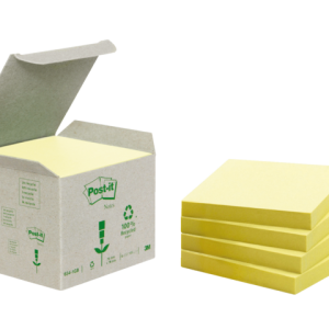 654-1B - 3M Post-It Memoblok Greenline 76x76mm Geel 6st