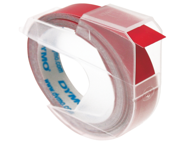 Dymo Reliëftape S0898150 Vinyl Wit Rood 9mm 3m