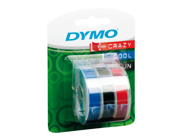 S0847750 - DYMO Reliëftape Zwart/Blauw/Rood Wit