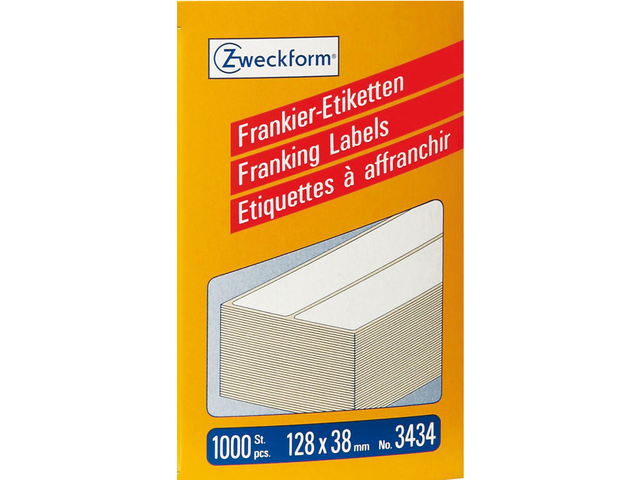 3434 - Avery Frankeer Etiket Zweckform no:3434 128x38mm 1.000st Wit