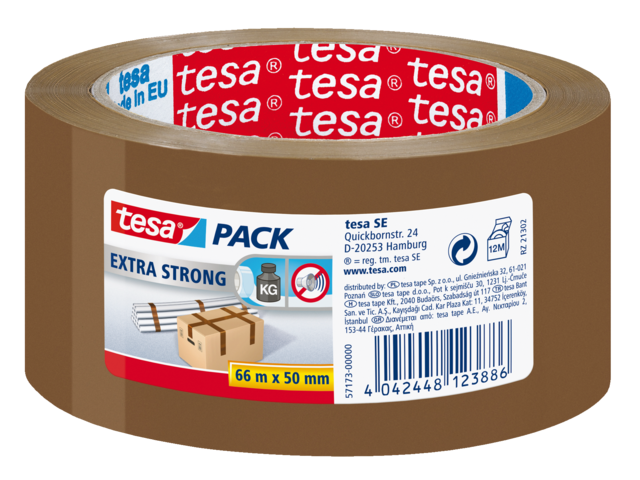 57173-00000-03 - TESA Verpakkingstape Extra Strong PVC 50mmx66m Bruin 1st