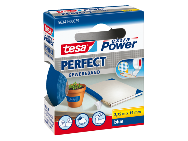 56341-00029-03 - TESA Textieltape 19mmx2.75m Blauw 1st