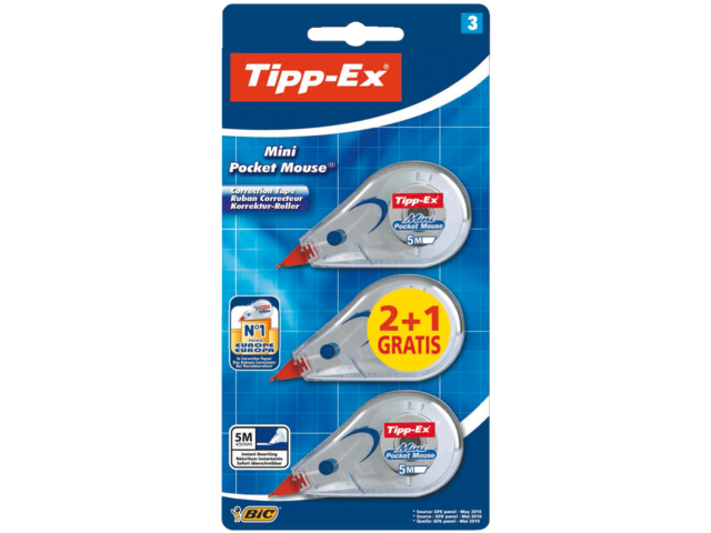 8983742 - TIPP-EX Correctietape Pocket Mini Mouse 5mmx5m 2st + 1gratis