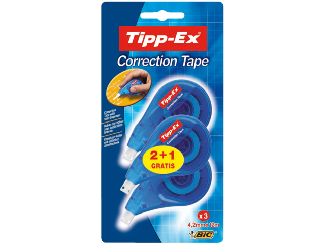 8395492 - TIPP-EX Correctietape Side Dispenser 4.2mmx12m 2st + 1gratis