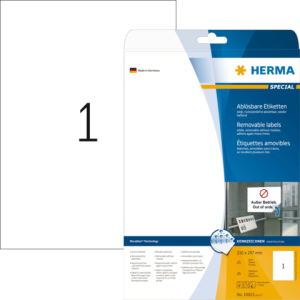 Herma Speciaal Etiket Verwijderbaar no:10021 210x297mm Wit 25st 1 Pak