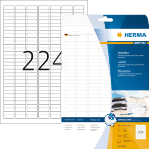 8830 - HERMA Speciaal Etiket 25.4x8.5mm 5.600st Wit 1 Pak
