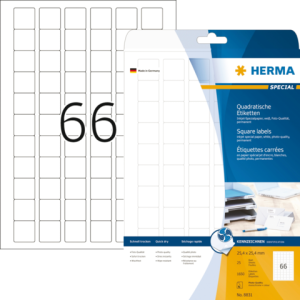 8831 - HERMA Speciaal Etiket no:8831 25.4x25.4mm 1.650st Wit 1 Pak