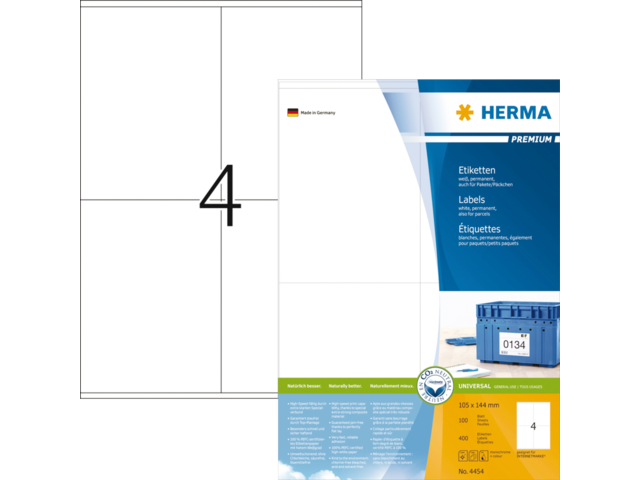 HERMA Etiket Premium 105x144mm Wit 400st 1 Pak