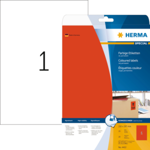 4422 - HERMA Gekleurde Etiketten Signalering 210x297mm 20st Rood 1 Pak