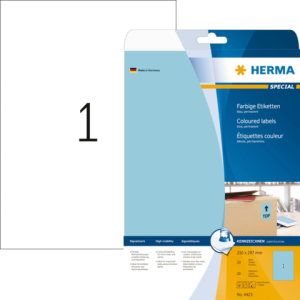 4423 - HERMA Gekleurde Etiketten Signalering 210x297mm 20st Blauw 1 Pak