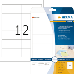 HERMA Speciaal Etiket SuperPrint 96.5x42.3mm Transparant 300st 1 Pak