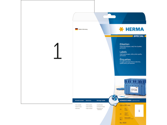 4824 - HERMA Speciaal Etiket no:4824 210x297mm 25st Wit 1 Pak