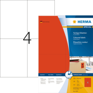 4397 - HERMA Gekleurde Etiketten Signalering 105x148mm 400st Rood 1 Pak