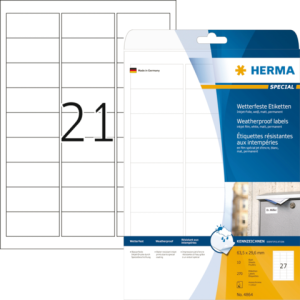 4864 - HERMA Speciaal Etiket Folie Weerbestendig 63x29mm 270st Wit 1 Pak