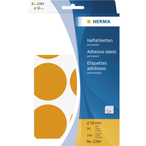 Herma Gekleurde Etiketten Schrijfpapier no:2284 Ø50mm Fluor Oranje 144st 1 Pak