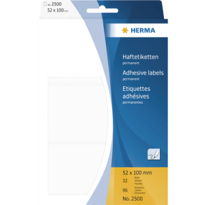 HERMA Universal Etiket Schrijfpapier 52x100mm Wit 96st 1 Pak
