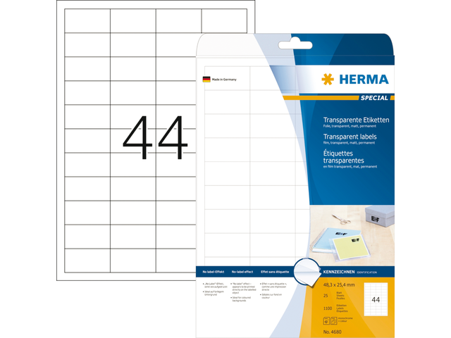 Herma Speciaal Etiket Folie SuperPrint no:4680 48.3x25.4mm Transparant 1.100st 1 Pak