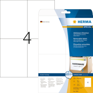 HERMA Speciaal Etiket Verwijderbaar 105x148mm Wit 100st 1 Pak