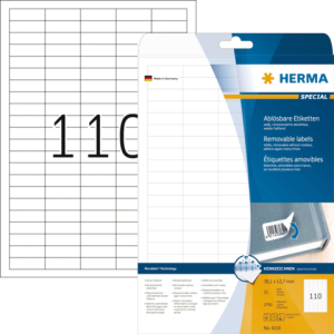 Herma Speciaal Etiket Papier Verwijderbaar no:4210 38.1x12.7mm Wit 2.750st 1 Pak
