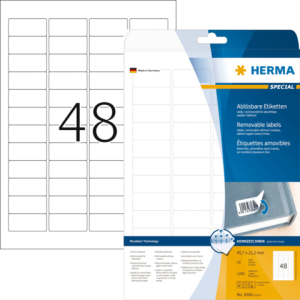 Herma Speciaal Etiket Verwijderbaar no:4346 45.7x21.2mm Wit 1.200st 1 Pak