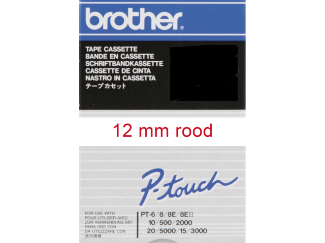 Brother Lettertape Gelamineerd P-Touch Rood Wit 12mm 7.7m