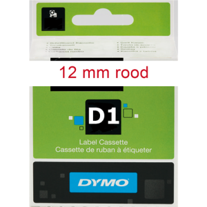 S0720550 - DYMO Lettertape D1 12mm 7m Wit Rood Polyester 45015