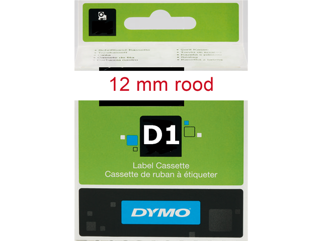 S0720550 - DYMO Lettertape D1 12mm 7m Wit Rood Polyester 45015