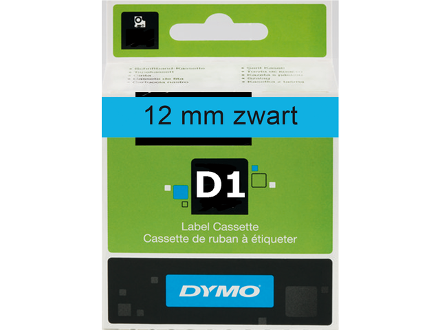 S0720560 - DYMO Lettertape D1 12mm 7m Blauw Zwart Polyester 45016