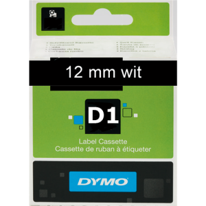 S0720610 - DYMO Lettertape D1 12mm 7m Zwart Wit Polyester 45021